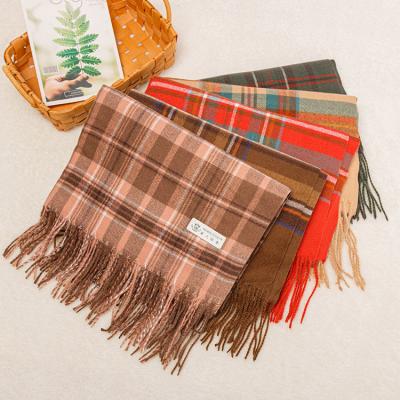 China Cashmere Couples Scarves Fashion Warm Designer Women Scarf Shawl Winter Cashmere Plaid Tassel Scarf for sale