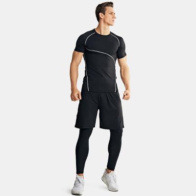 China Custom Breathable Logo Jogger Tracksuit Fitness Men Short Sleeve Breathable Sportswear Fitted Sports Apparel Gym Wear for sale