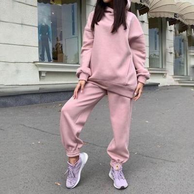 China High Quality Breathable Private Label Sweatsuit 2 Pieces Set Women Long Sleeve Thick Cotton Sweatsuit for sale