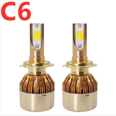 China 99.99% Car Canbus error free Two-color Lighting 3000K Gold Light 6000K Natural White, Plug and Play, H4 LED Bulbs Combo C6 LED Automobile Car Headlight Bulb for sale