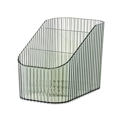 China Storage Box Light Luxury Transparent Desktop Stocked Tier Finishing Box Striped Dresser Storage Box Lipstick Multi-Grid Pen Holder for sale