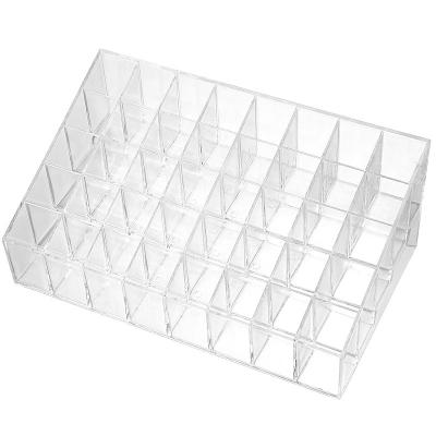 China Stocked 9/24/36/40 Plastic Desktop Lipstick Clear Holder Organizer Grid Cosmetic Lipstick Storage Box for sale