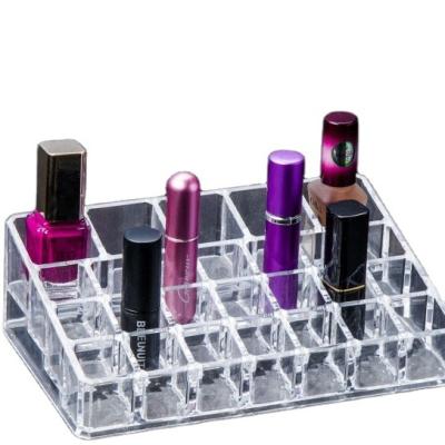 China Clear Stain Acrylic Wholesale Household Storage Rack Lipstick Cosmetics Organizing Storage Box Lipstick Display Seat for sale