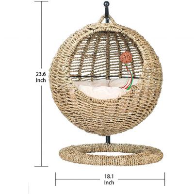 China Popular High Quality Pet Hosue Rattan Cat Bed Swing Basket for sale