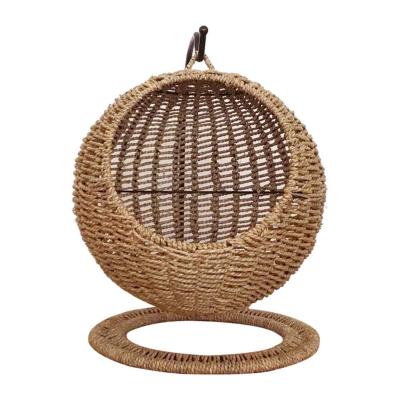 China High Quality Customized Pet Hosue Pet Furniture Rattan Cat Bed Seaweed for sale