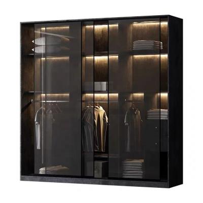 China (Other)Adjustable Light Luxury Minimalist Glass Door Home Wardrobe for sale