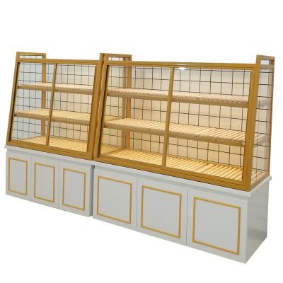 China Single Sided Wooden Bread Display Rack Bakery Display Cabinet Cake Bread Display Rack Shelf for sale