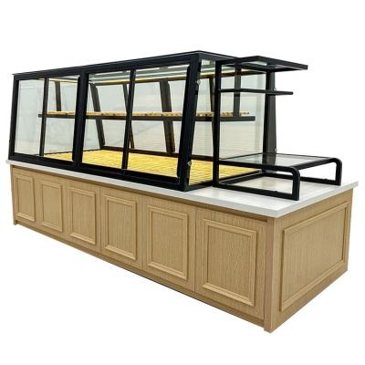 China Good Morden Quality With Wheels Beautiful Showroom Food Display Bread Cabinet Heater Racks for sale