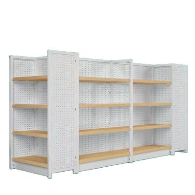 China Double Sided Store Design Drawing Supported Customized Wood And Metal Display Stands For Pharmacy for sale