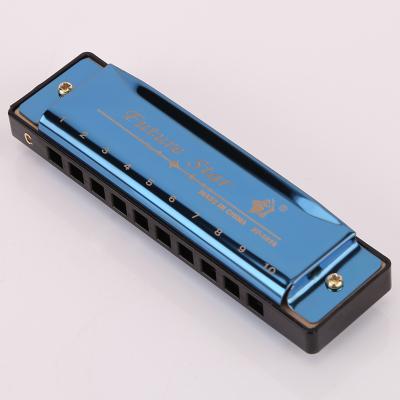 China 10 Holes Harmonica Metal Steel Diatonic Harmonica With Plastic Box for sale