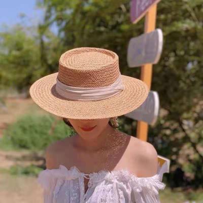 China Breathable Women Straw Hat Large Brim Sun Shield Paper Soft For Summer Beach Sun Hats for sale