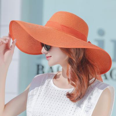 China Straw Hat Summer Men Women Wide Brim Fedora Jazz Hats Folding Breathable Outdoor Sun Visor Ribbon Beach for sale