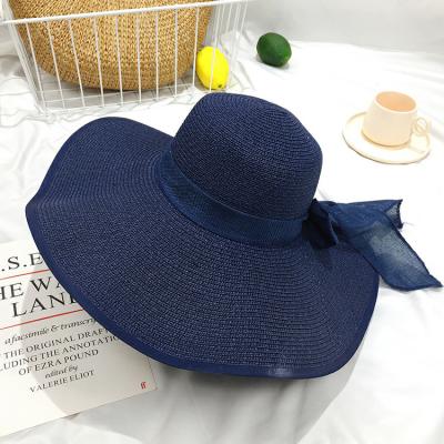 China Foldable Soft Sun Visor Women's Hat UPF50 Sun Hat Summer Ladies Bow Hats Breathable Stylish Holiday Straw Hats For Women Seaside for sale