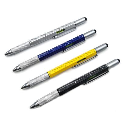 China Promotional Multifunctional Custom Printed Ruler Stylus Pen Spirit Level Custom Screw Bite Tip for sale