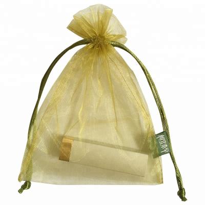 China Custom Printed Transparent Drawstring Organza Bag Recyclable With Label for sale