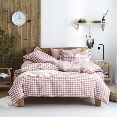 China Nondisposable Bedroom 4 Pcs Sheet Piece Washed Cotton Bed Linen Cotton Bedding Set for sale