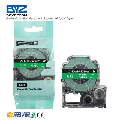 China COMPATIBLE Compatible Epson White On Cassette Tapes LC-2GWP SD6GW Green White For Epson King JIm Printer for sale