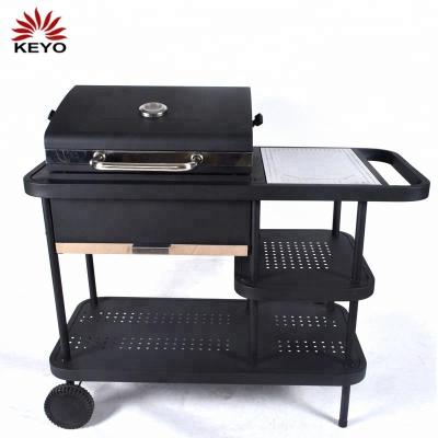 China Easily Assembled European Rectangle Charcoal BBQ Barbecue Grills With Side Table for sale