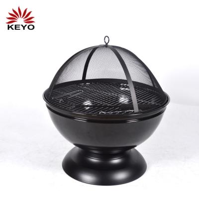 China Easily Assembled Portable Orange Outdoor Pit Fire Basket With Cooking Fire Bowl Camping Garden Fire Grill for sale