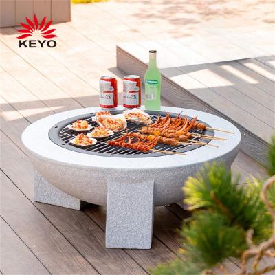 Chine Outdoor heating. FirePit With Round MgO Artificial Stone Corten Wood Bowl BBQ Grill Garden Fire Pit Outdoor Fire Pit à vendre