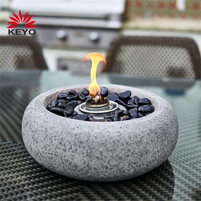 China Morden Indoor Outdoor Round Freestanding Table Fire Garden Pit Bio Fireplace Table Concrete Concrete Fireplaces for sale