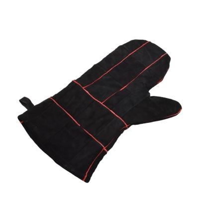 China Easily Cleaned BBQ Accessories 100% Brushed Leather Barbecue Gloves for sale