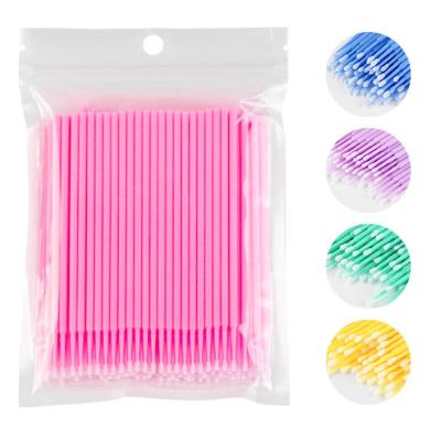 China Plastic Disposable Pink Lash Brush Eyelash Extension Micro Cotton Pad Eyelash Brush Sweeps Cleaning Applicator for sale