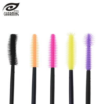 China Popular Customized Reusable Logo Mascara Lash Spoolies Silicone Mascara Brush Magic Wand Eyelash Brushes for sale