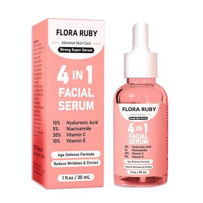 China Private Label Moisturizer 4 in 1 Face Serum With HA Nicotinamide Whitening 30% Vitamin C Skin Anti Aging Hydration Serum for sale