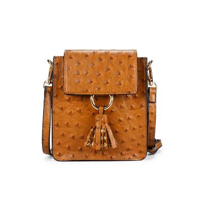 China Fashion Ostrich Skin Mini Crossbody Handbag Purse With PU Tassels Design for sale