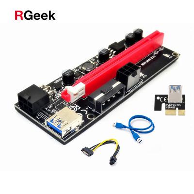 China From RGeek 009S 1x Dual 6Pin PCIe PCI-E PCI Express Riser Card PCI-e Adapter to 16x USB 3.0 GPU Cable Riser Adapter for sale