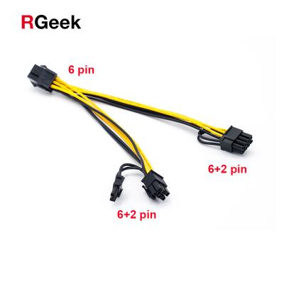 China GPU RGeek GPU 6Pin to Dual PCI-E PCIe 8Pin + 8Pin (6+2Pin) Power Ribbon Cable Cord for sale