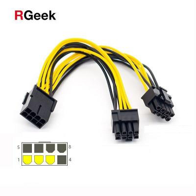 China Copper + PVC RGeek VGA Graphic Video Card Adapter PCI-e PCIE 8 Pin To Dual 8 (6+2) Pin GPU Power Supply Cable for sale