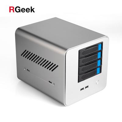 China RGeek 4bays NAS Aluminum J1900 IPFS Mini Alloy Network 4 Bays Aluminum Nas Barebone Hardware Server Computer in stock for sale