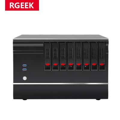 China With Side Panel Window RGEEK HTPC 8 Bays NAS Cloud Storage Server Case MATX MB Chassis for sale