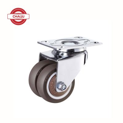 China Contemporary TPR PVC Rubber Material Double Wheel PU Caster Light Duty for sale