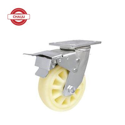 China 4 5 6 8 Inch Trolley Swivel Brake Oil Proof Static Rubber Caster Wheel Rigid Industrial Wheels for sale