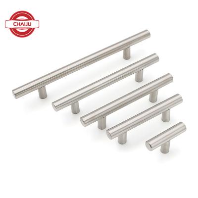 China Contemporary Custom Door Pull T Bar Handle Stainless Steel Push Pull Cabinet Furniture Handle for sale