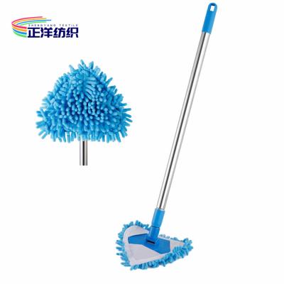 China Blue Triangle 55-150cm Microfiber Chenille Mop Telescopic Mop Handle Set for sale