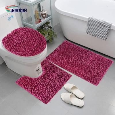 Cina L'unità di elaborazione della ciniglia ha ricoperto l'appoggio della copertura di toilette lanuginosa Mat Bathroom Mat Set in vendita