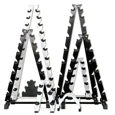 China Commercial A-Shape Dumbbell Rack Gym Equipment Storage Rack Fitness Hex Dumbbell Rack for sale