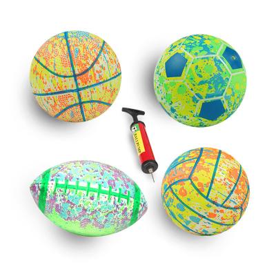 China Eco-friendly Material ActEarlier Sports Balls 4 Packs With PVC Inflataball Toy Soccer Ball Basketball Volleyball 1pm American Football Ball for sale