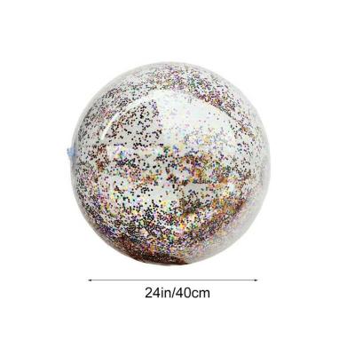 China ActEarlier 40cm Eco-friendly Transparent Swimming Ball Toys Inflatable Sequins Inside PVC Beach Ball for sale