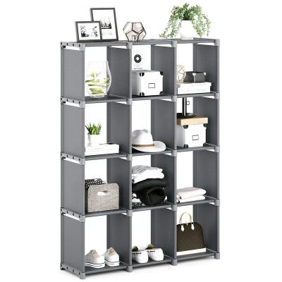 China (Other)Adjustable Bookcase Toy Closet Storage Organizers Bookshelf 12 Cube 4 Shelf Cabinet Shelving DIY Desktop Book Shelves for sale