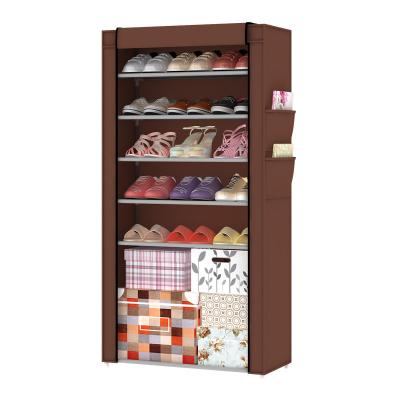 China Large Size Foldable Shoe Rack Nonwoven Fabric Shoe Storage Shelf With Canvas Cover for sale