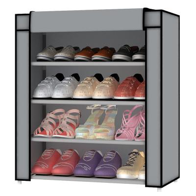 China 5 Tier Foldable Portable Shoe Rack With Cover Shoes Organizer Rack Nonwoven Fabric Shoe Cabinet for sale