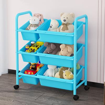 China Modern Children's Toy Storage Organizer with Plastic Bins Toy Storage Unit with 6 Removable Bins for Playroom Kids Room for sale