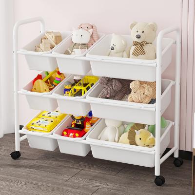 China Modern Large Size 3 Tiers Kids Toy Organizer and Storage Bins Toy Storage Unit with 6 Removable Bins for Playroom Kids Room for sale