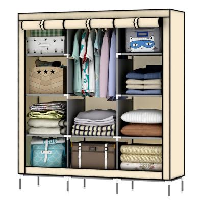 China 130cm Huge Height Non-woven Fabric Foldable Closet Foldable Bedroom Wardrobe With Hanging Rack for sale