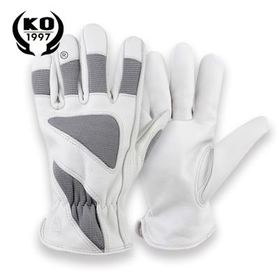 China Work Comfortable With Logo Price Utility Thermal Wear Custom Winter Cowhide Grain Beige Leather Work Gloves for sale